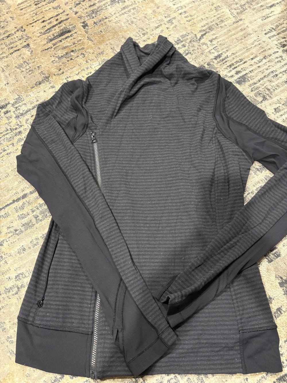 lululemon athletica Charcoal and Black Striped Bhakti Yoga Jacket